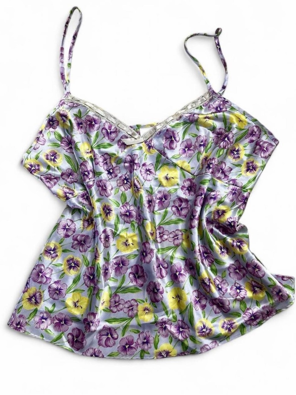 Floral Silk Cami Top -Women’s Large - Purple